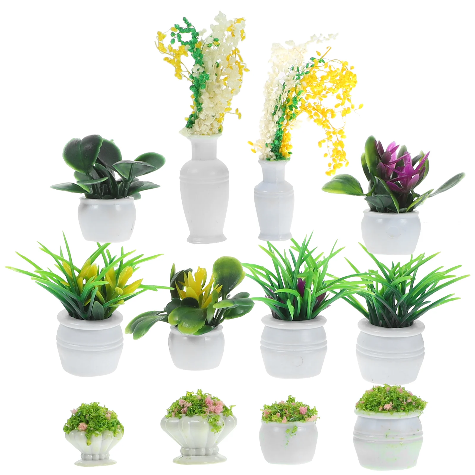 

13 Pcs Mini Fake Plants Flowerpot Model House Props Greenery Decoration Pattern