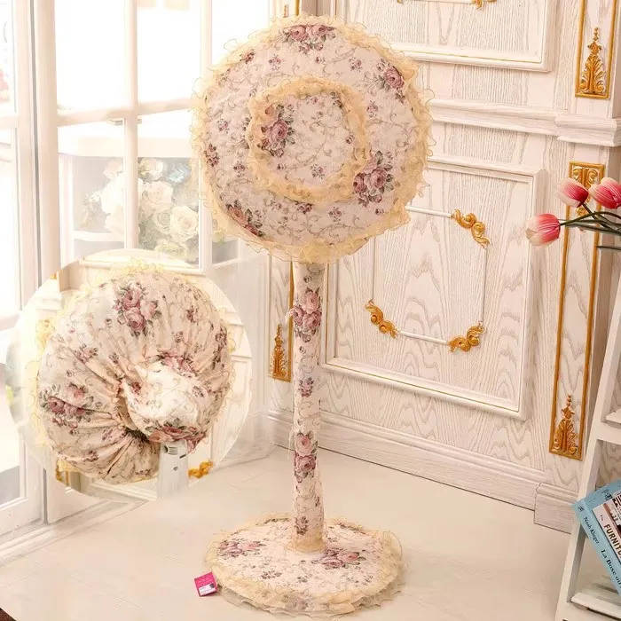 dia45-50cm floor stand electric fan cover set pink lace floral cover for electric fan home decor