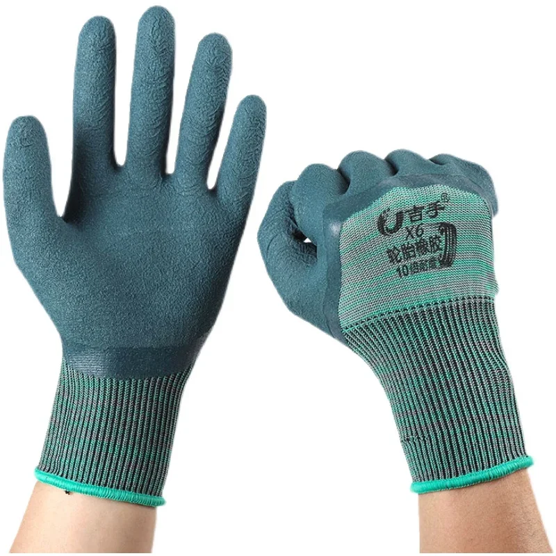 Car Repair Gloves Car repair gloves tire rubber gloves labor protection wear-resistant rubber gloves waterproof and anti-skid work gloves for men