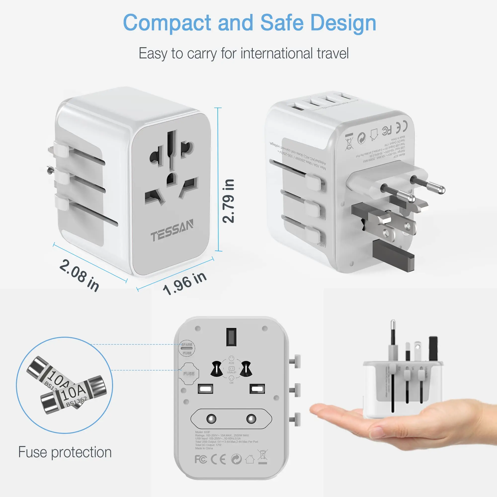 viagem com 3 portas usb e 1