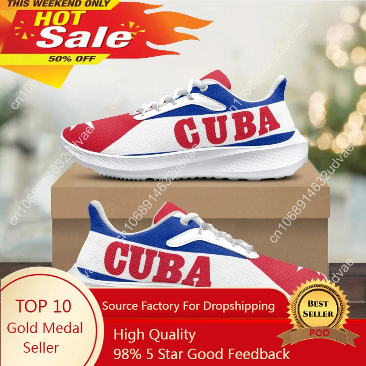 

Women's Sneakers Cuba Flags Art Design Running Shoes for Ladies Non-Slip Breathable Flats Tennis Shoes Footwear Print On Demand