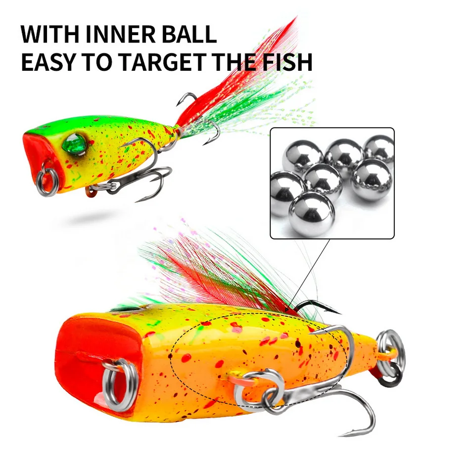 Mini Popper Topwater Harter Köder 43 mm 4 g Angelköder Künstliche Wobbler Kunststoffgerät mit Federhaken zum Angeln – Detail 6