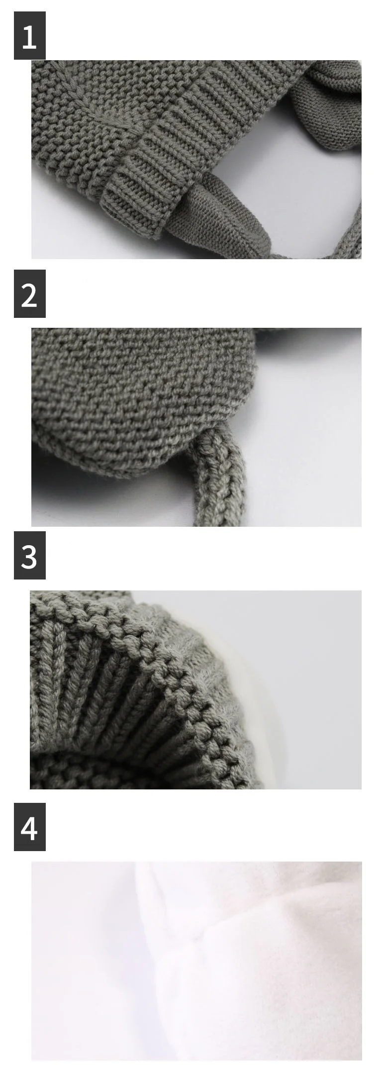 Kleinkind Jungen Mädchen Beanie Mütze Fleece gefütterte Strickmütze für Kinder mit Ohrenklappen Baby warme Wintermütze – Detail 3