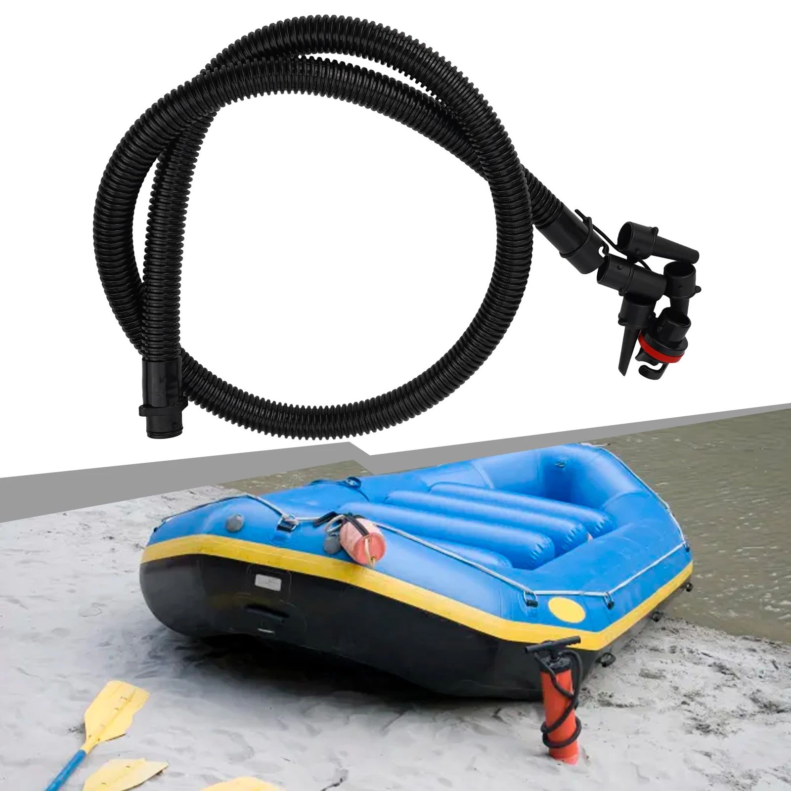 Kit Tubo Di Gonfiaggio Per Pompa Aria – Lunghezza 2 Metri Con 5 Adattatori Universali Per Kayak, Sup E Materassini