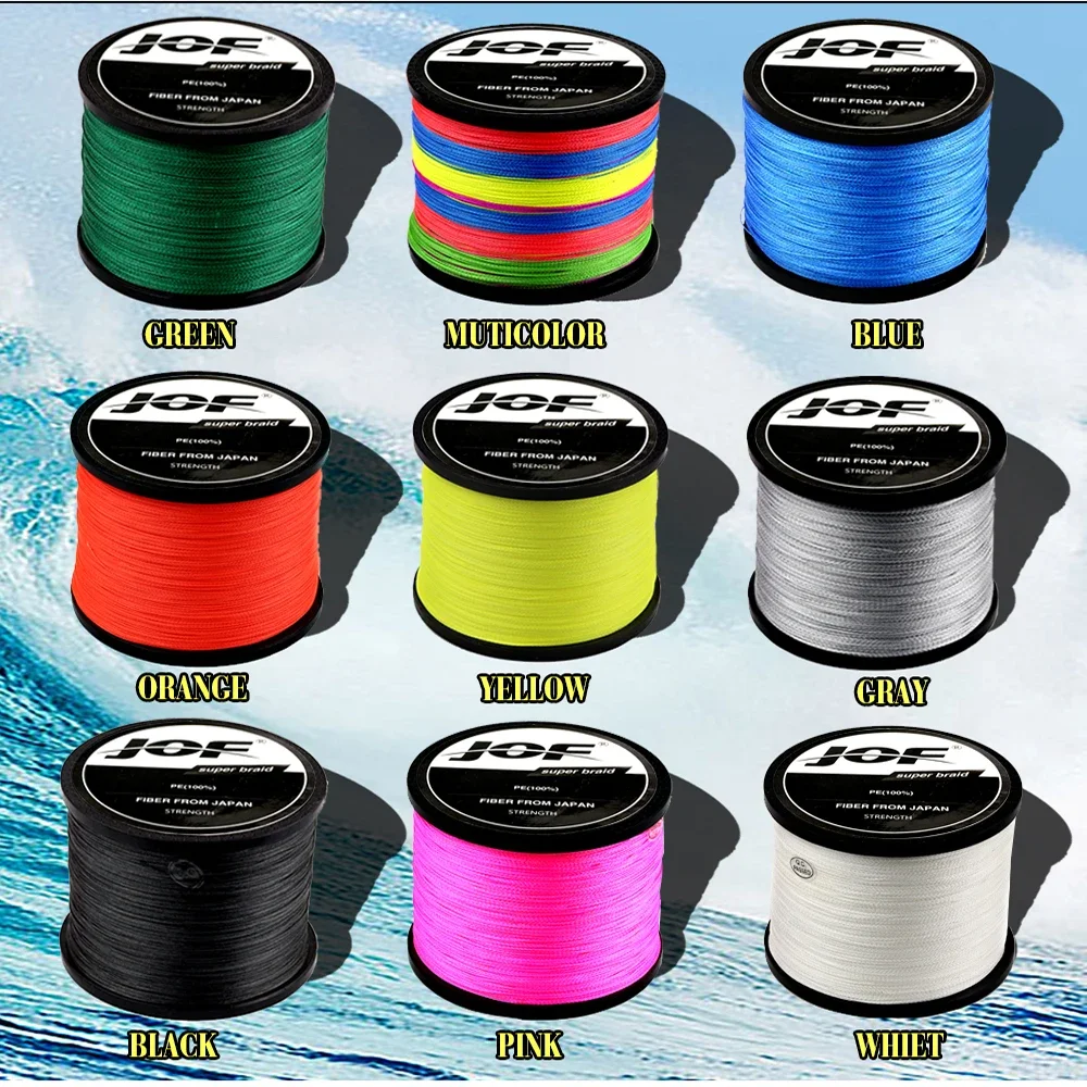 JOF PE Braided Wire Fishing Line 1000M 500M 4 Strands 0.10mm-0.70mm 10LB-120LB Japan Strong Multifilament Fiber Fishing Line