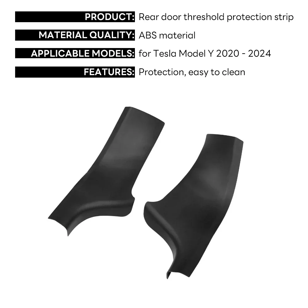 Rear Door Sill Guards 2pcs For Tesla Model Y-ABS Inner Protector Plate Cover Trim Car Anti-Dirty Bumper auto accessories door sill pads door sill guards
