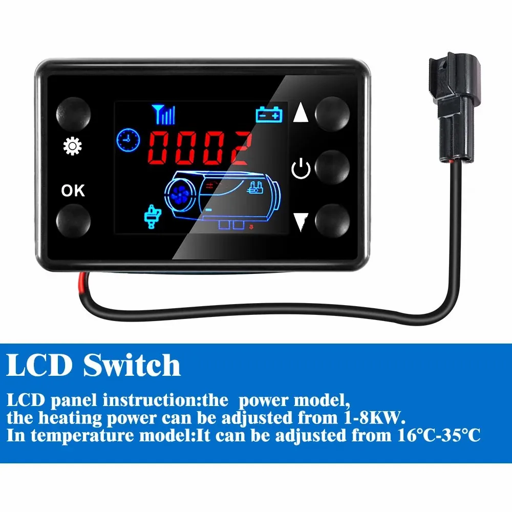 Universal 12V/24V LCD Monitor Switch+Remote Control Accessories For Hcalory Car Diesels Air Heater Parking Heater Controller Kit