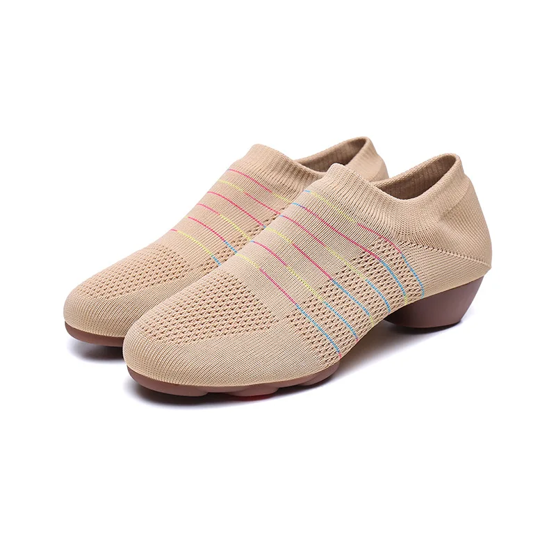 

Ladies Girls Ballroom Fly Weaving Soft Bottom Dance Sneaker Women Latin Dance Shoes Teacher Salsa Jazz Practice Shoes 2cm Heel