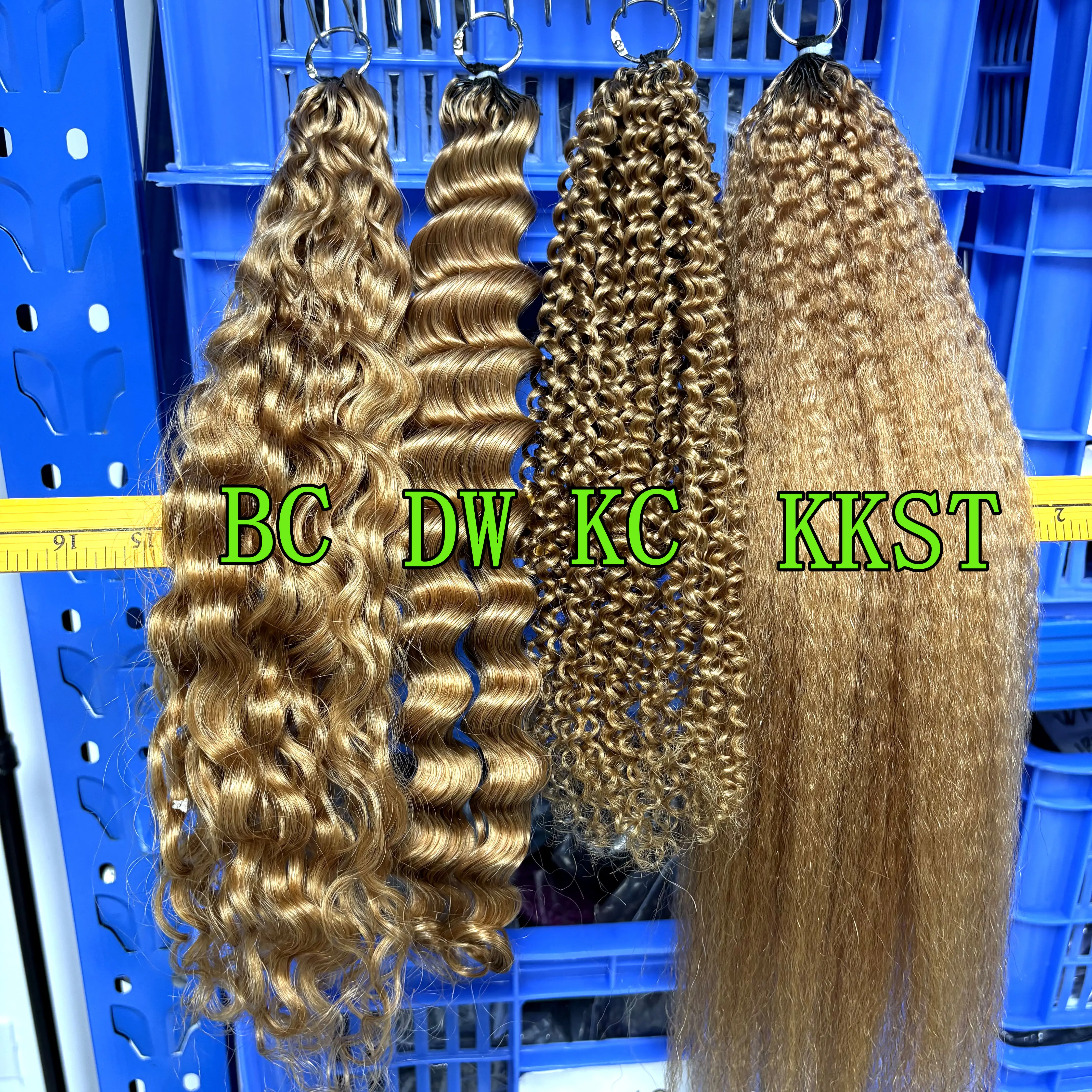 50g/Pack Kincky Curly Crochet Human Hair Extensions 30# Ombre Deep Wave Knotless Pre-Separated Crochet Feather Hair Extensions 3