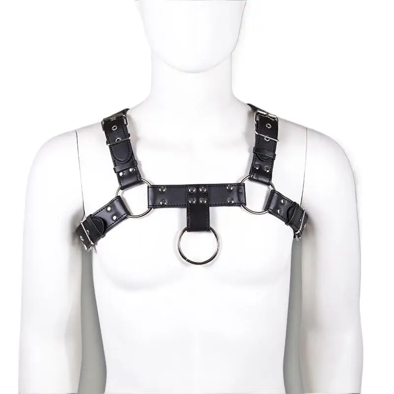 

Fetish men gay PU Leather Punk Body Strap Adjustable Punk Goth Men Leather Body Chest Harness Shoulder Belts Sexy Body Bondage