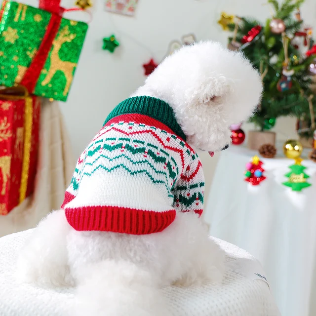 Christmas Fireworks Sweater Pet Dog Cat Clothes Autumn and Winter Warm Knitted Sweater Pullover Elastic Christmas Wind 2
