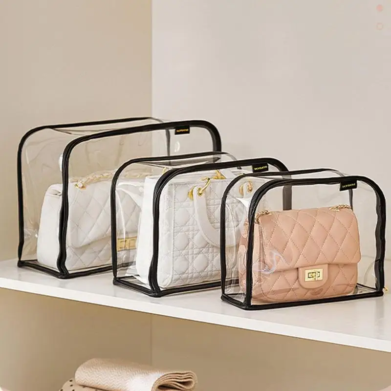 

Transparent Purse Storage Dust-Proof Bag Organizer Moisture-Proof Handbag TPU Cover With Zipper For Wardrobes Bedrooms Closet