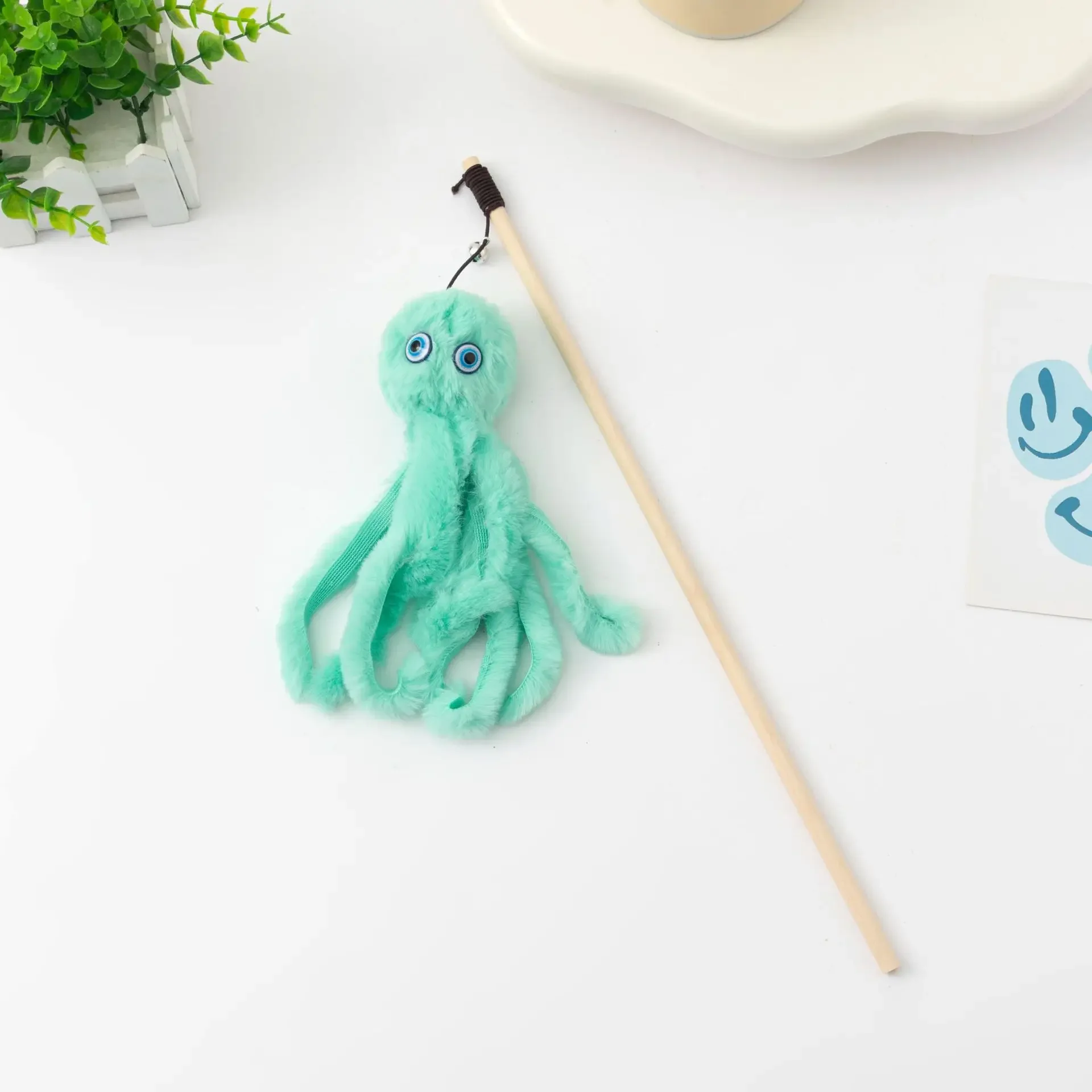 Octopus Shape Plush Cat Stick Funny Pet Cat Toys Interactive Playing Toy For Cats Teaser Kitten Rod Wand Toys Cat Accessories