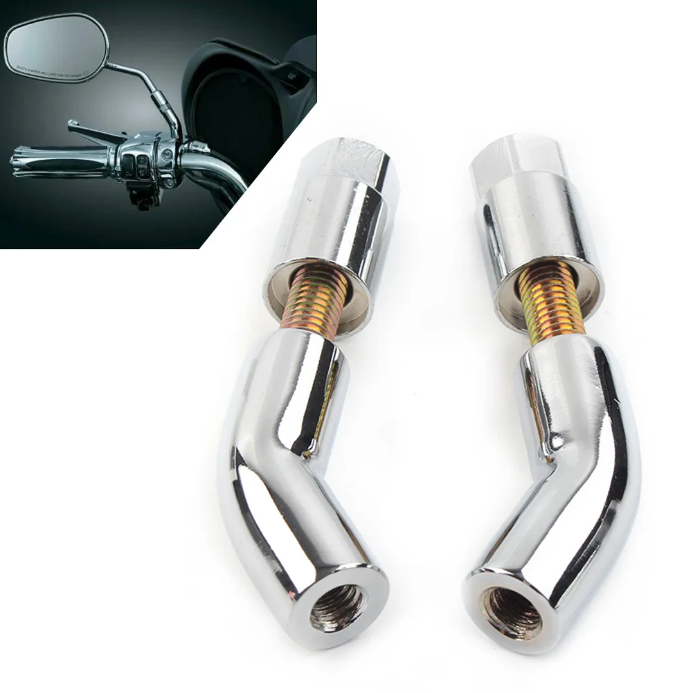 1PairChromeMotorcycleMirrorStemExtendersMirrorBracketforHarley