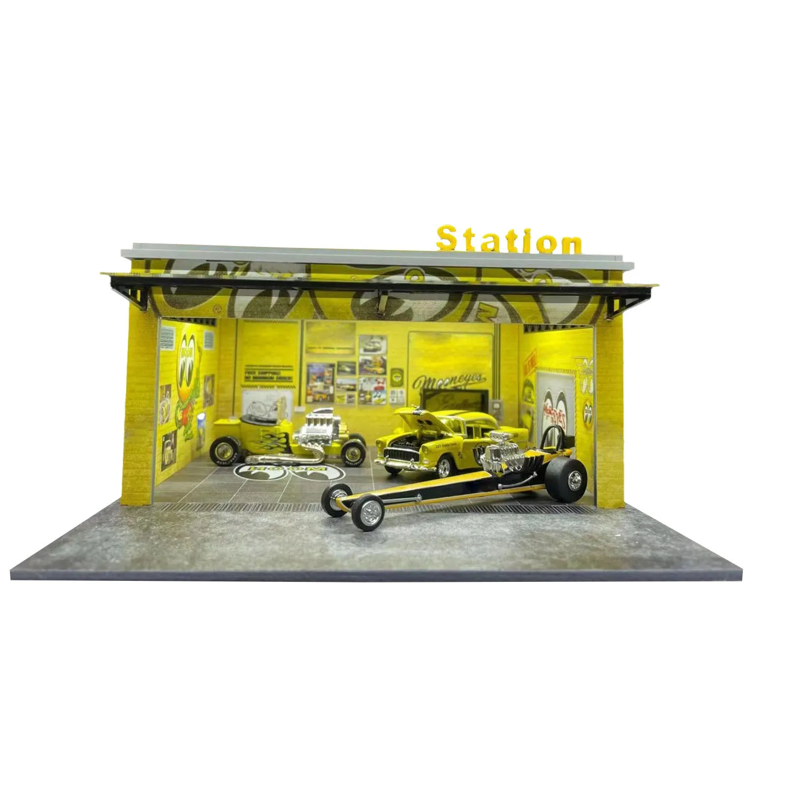 

Assemble Diorama 1:64 LED Lighting Garage Model Car Parking Station Display