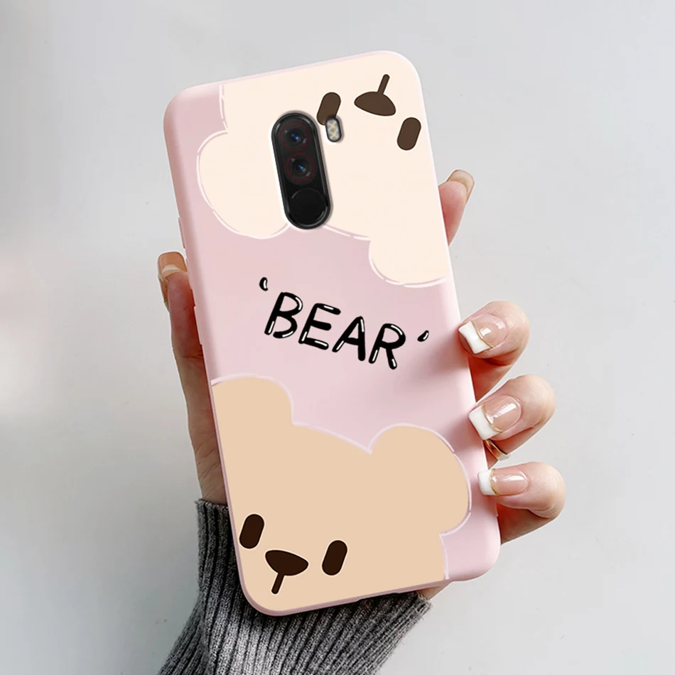 Cute Bear and Frog Cartoon Shockproof Phone Case - Soft Silicone TPU Back Cover for Xiaomi Poco Pocophone F1