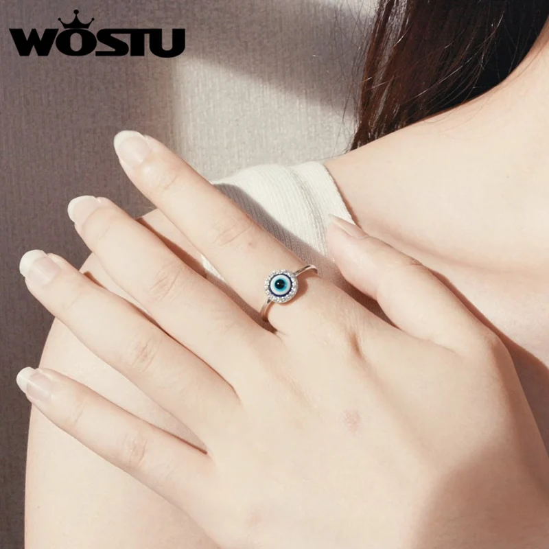 thumbnail image 2 of 925 Sterling Silver Rings For Women Evil Eyes Rings White And Blue 2 of 12