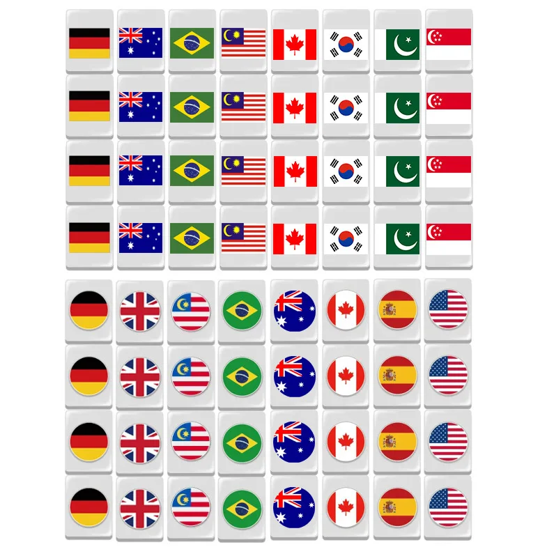 Mahjong Tile Game 64 Blocks Tiktok Seaside Escape Mahjong Tile Game with Pattern of Flag Ball 1/2 Players Funny Parent Child Party Game Toy Gift
