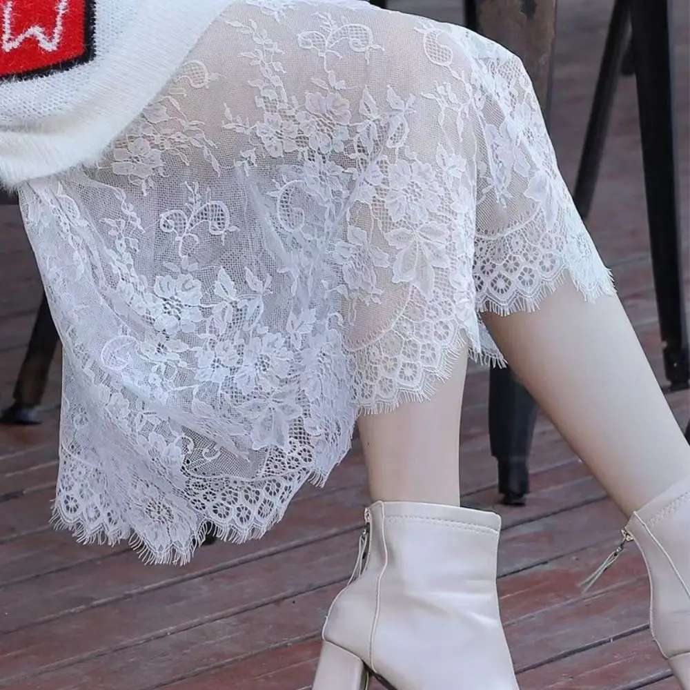 Petticoat Skirt Flower Lace Underskirt Slips Anti-glare 75cm Mesh Underskirt Slips Dress Hight Waist Loose Safety Skirt Petticoat Commuting petticoat skirt petticoat underskirt wedding underskirt lolita petticoat flower girl underskirt wedding petticoat vintage underskirt tulle tutu skirt