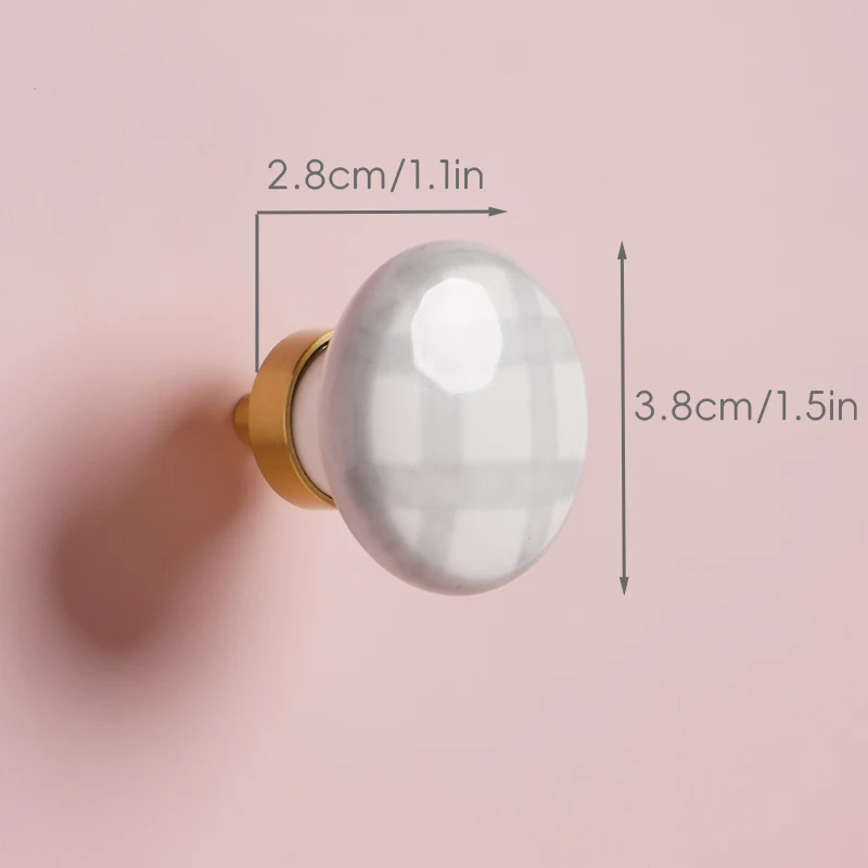 Vintage Checkered Brass Ceramic Pull 6