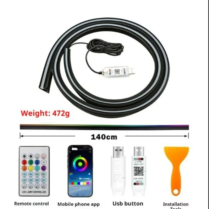 รูปสินค้า กระจก LED รถยนต์ ปรับสีได้ ควบคุมผ่านแอปและรีโมท