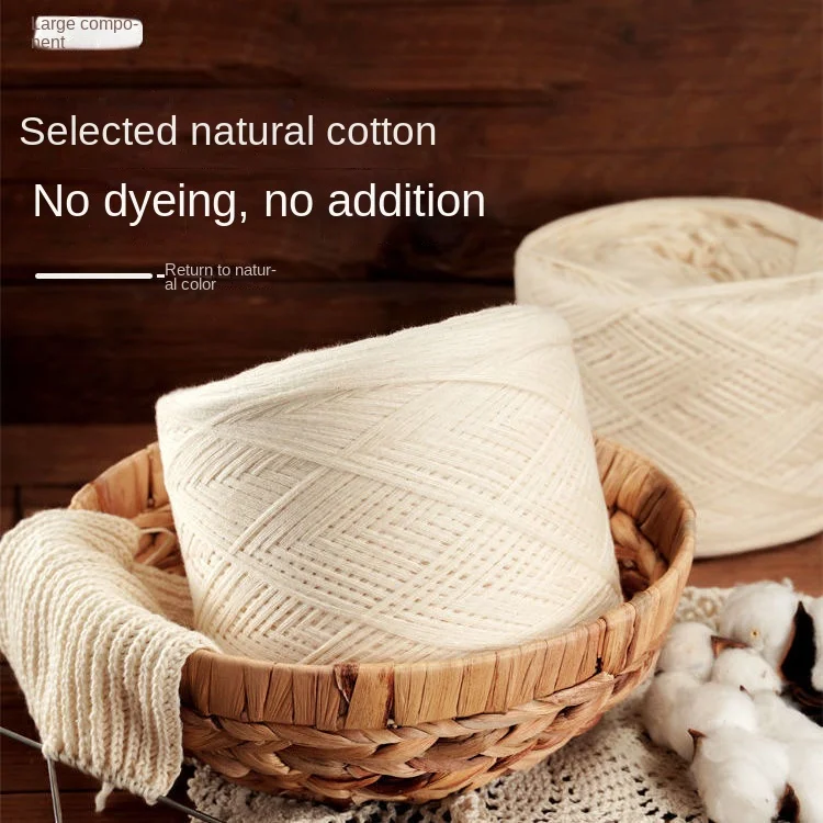 Cotton Yarn Thread for Knitting, Non-Bleached, Raw Algodon Line, Baby, Children's DIY, Handknitting, Scarf Sweaters, 500g/Ball 3
