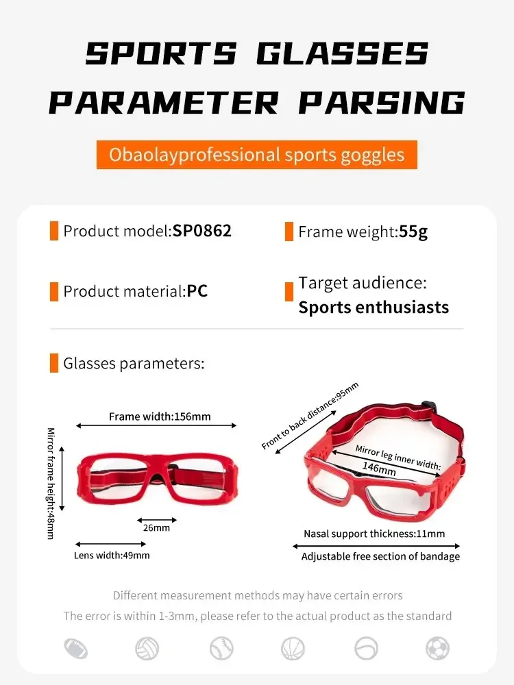 Myopia Basketball Glasses Sport Goggles Football Eyewear Anti-Collision Glasses Removable Training Goggles Cycling Glasses