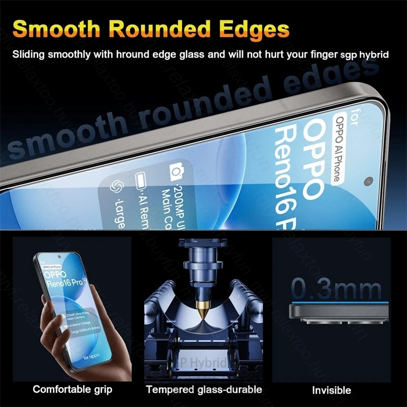 Enhance your phone's protection with the Reno16Pro Case featuring 4-Pack 9H Tempered Glass Screen Protectors, offering Full Coverage and Superior Shielding.