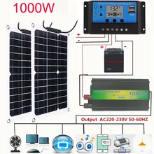  1000W Solar Panel Complete Kit 12V Outdoor Car Charger with 30-60A Charger Controller  Power Generation Home Grid Camp 