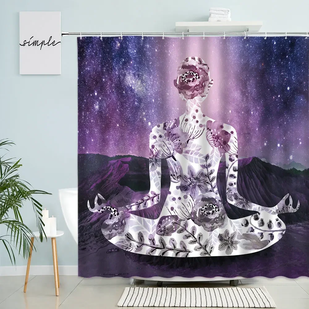 

Индийская дзен медитация душевая занавеска психоделическая научно-фантастическая Вселенная звездное небо Ванная Комната Водонепроницаемые шторы из полиэстера домашний декор