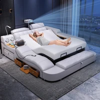 Lit de luxe Unique pour adolescentes, chambre à coucher intelligente, Double lit de couchage, esthétique moderne, meubles de maison 4