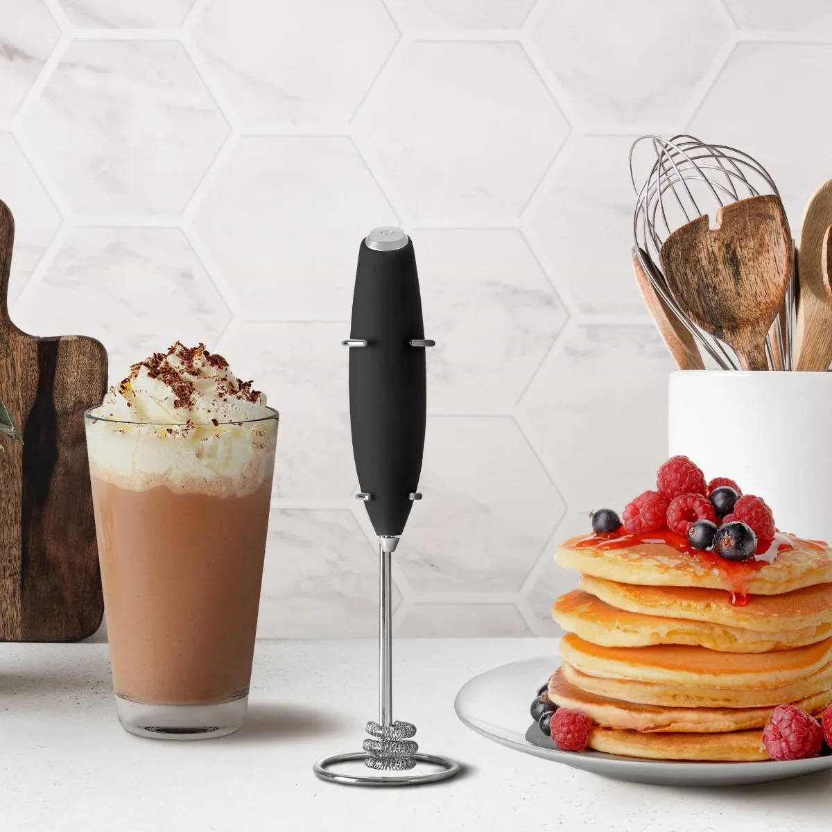 Electric Milk Frother Handheld Milk Frothers Wand Drink Mixer for Coffee Milk Foamer for Cappuccino Frappe Matcha Creamer PH313 5
