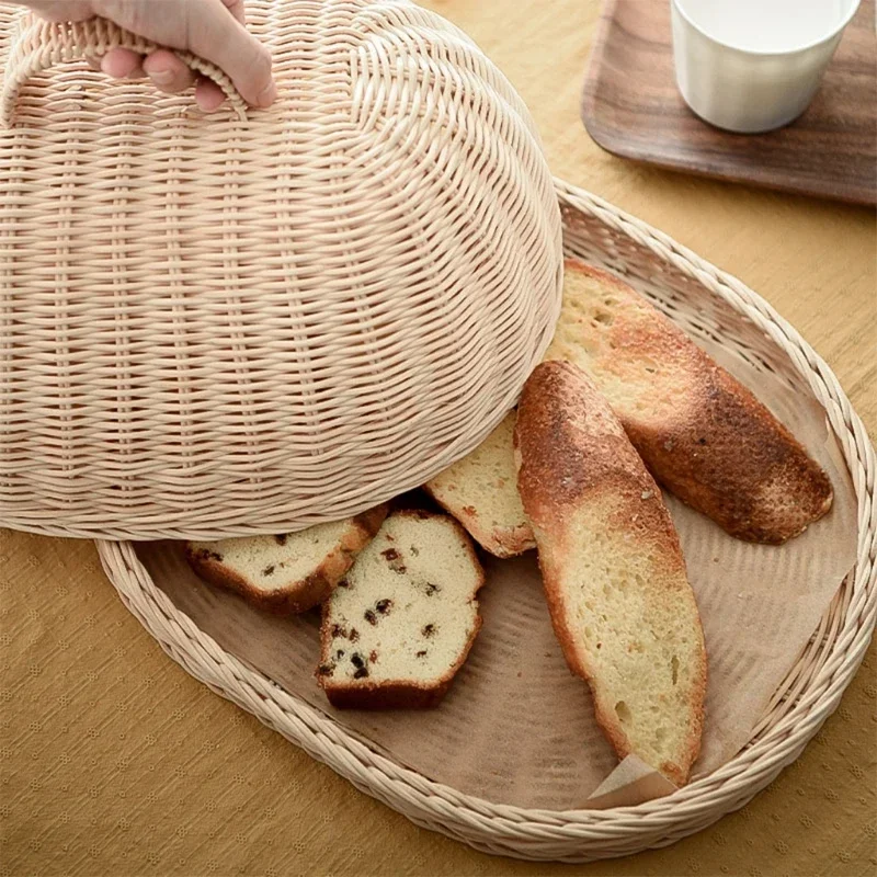 

Proof Kitchen Bread Vegetables Organizer for Rattan Dust Pantry Handwoven Serving Basket With Food Fruit Baskets Cover