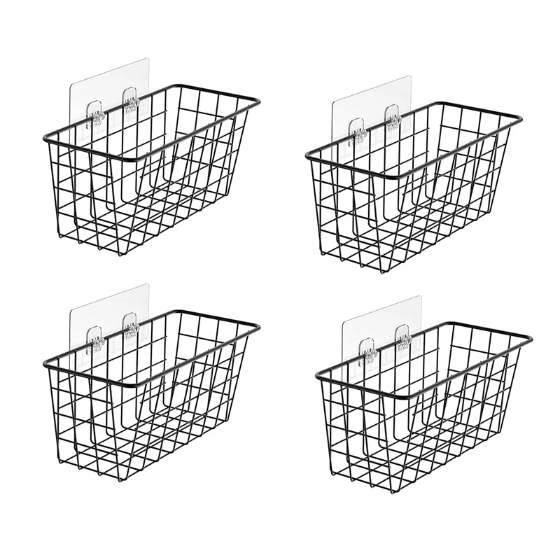 

4 Pcs Wall Wire Baskets Over The Cabinet Door Organizer Hanging Basket Shelf For Cabinet & Pantry Organization