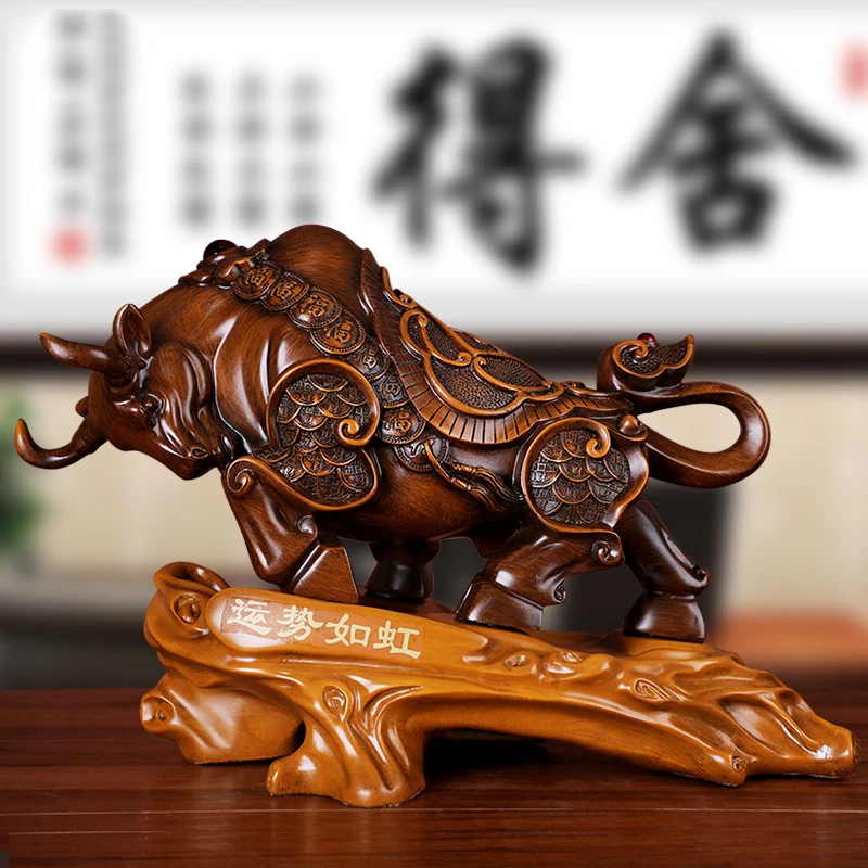 유럽 스타일 레진 황소 동상, 현대 미술 조각, 가정 길조 동물 최고의 선물, 심플한 황소 장식 