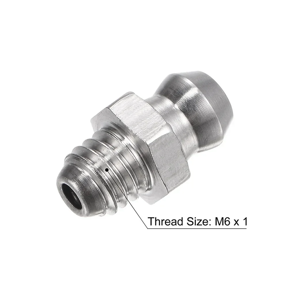 10/5Pc 201 Stainless Steel Straight Hydraulic Grease Fitting M6 X 1mm Thread Kit 14mm Height Grease Nipple Machine Tool Supplies grease fitting kit