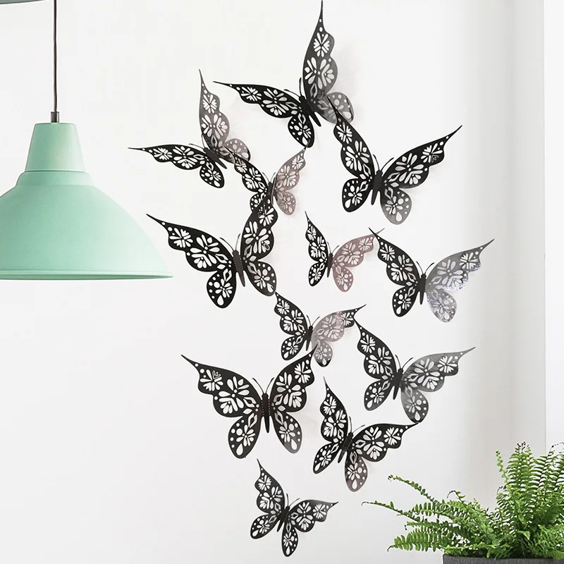 paper 12 pieces hollow wall butterfly