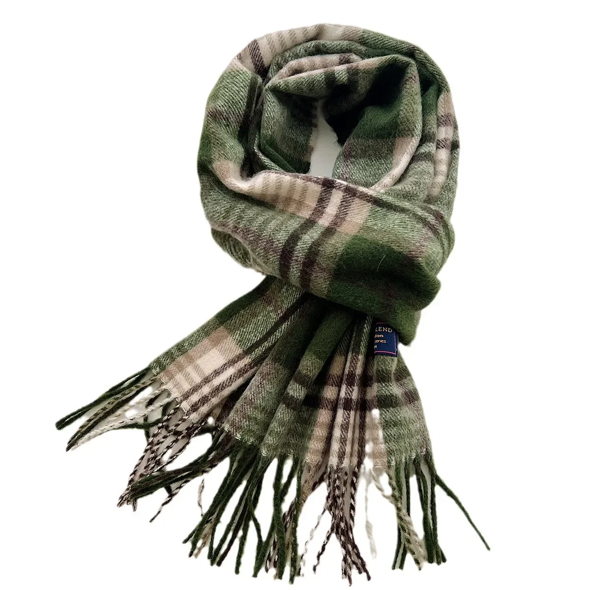 Chic Design Soft Warm Women Scarf Autumn Winter Classic British Imitation Cashmere Muffler Men Plaid Thermal Tassel Shawl Couple - Image 5