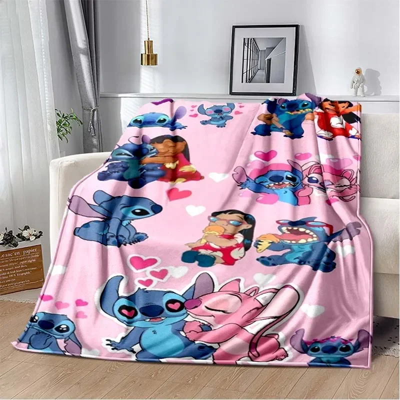 thumbnail image 1 of Manta de felpa suave con dibujos animados de Disney Stitch, manta de franela para sala de estar, dormitorio, cama, sofá, funda de picnic, 1 of 5