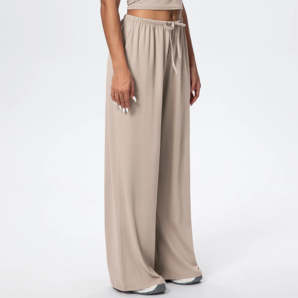 Breathable Solid Color Loose Yoga Pencil Pants Lifting Buttocks Sports Quick Drying Wide Leg Pants With Pockets Gym Yoga Pants