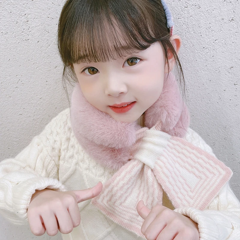 Winter Soft Plush Baby Girl Scarf Fashion Soft Faux Rabbit Fur Collar Scarf Children Neck Warmer Kids Scarves Girl Muffler Gifts