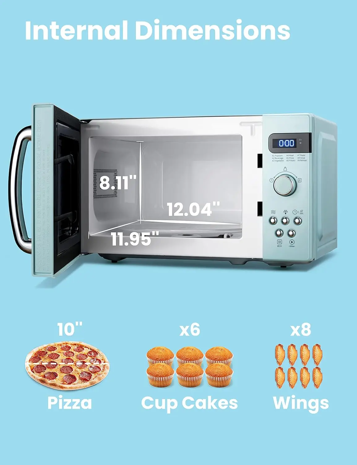 Retro Small Microwave Oven With Compact Size, 9 Preset Menus, Position-Memory Turntable, Mute Function, Countertop Micro 4