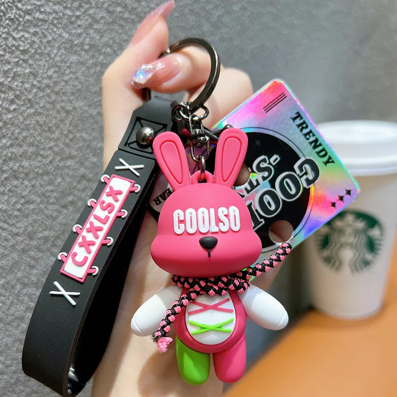 Cartoon Eyes Are The Letters of The Rabbit Key Chain PVC High Quality  Keychain Car Key Ring Birthday Gifts for Children Gift