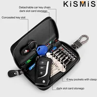 Genuine Leather KeyChain Unisex Key Bag Multifunction Organizer Wallet Holder Smart Housekeeper Car Small Key Case Keys Pouch 3