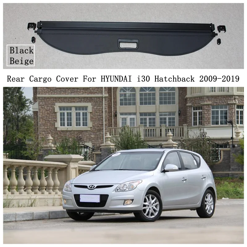 

Задняя крышка груза для хэтчбека HYUNDAI i30 2009-2019, защитный экран для багажника, защитный козырек, черный, бежевый, автомобильные аксессуары