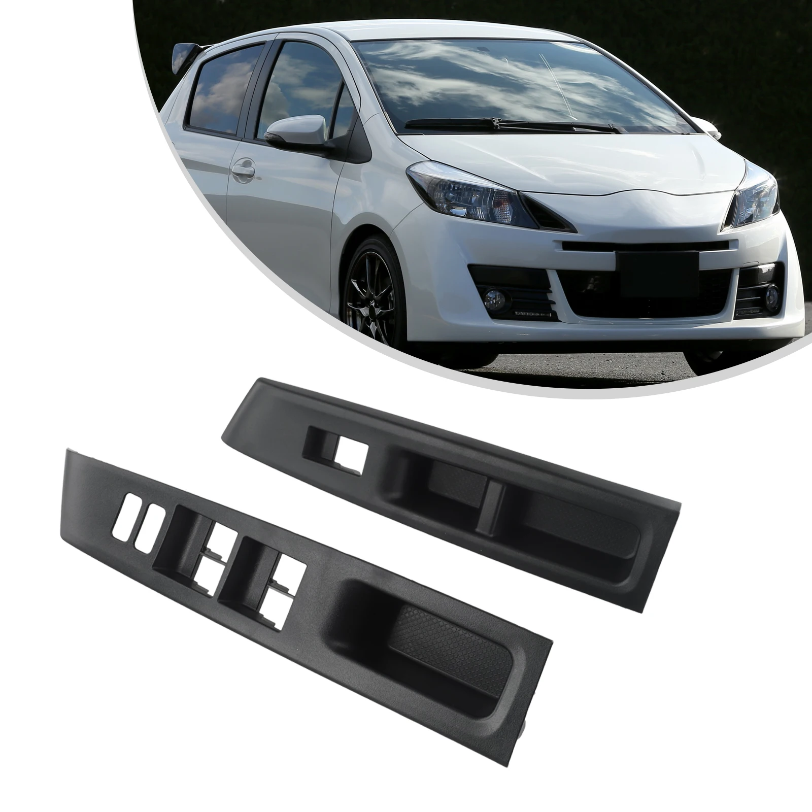 2Pcs Black Plastic Front Armrest Upper Panel RH LH Set 74232-52570-C0 74231-52630-C0 For Toyota Vitz 10-14 Interior Door Panels