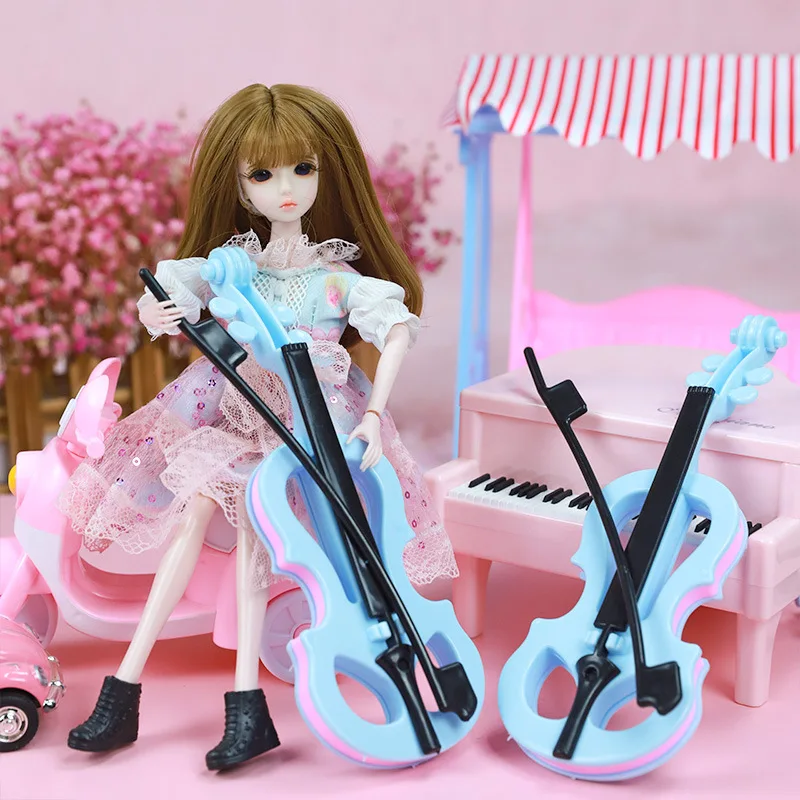 Dollhouse Violin Crafts Dollhouse Mini Musical Instrument Model Classical Guitar Violin For Ob11 1/6 Blyth Barbis Doll Accessories Scene Model Toys 1/12
