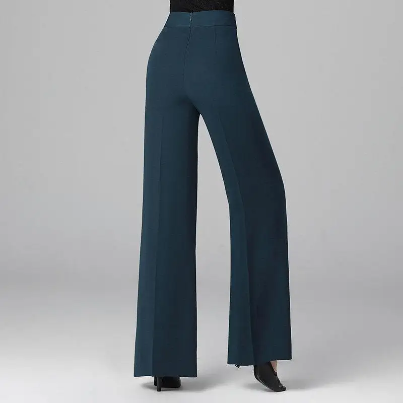 

Office Elegant Casual Thin Oversize Straight Pants Korean Women Chic Wide Leg Pantalones Fashion High Waist Spodnie New Z29