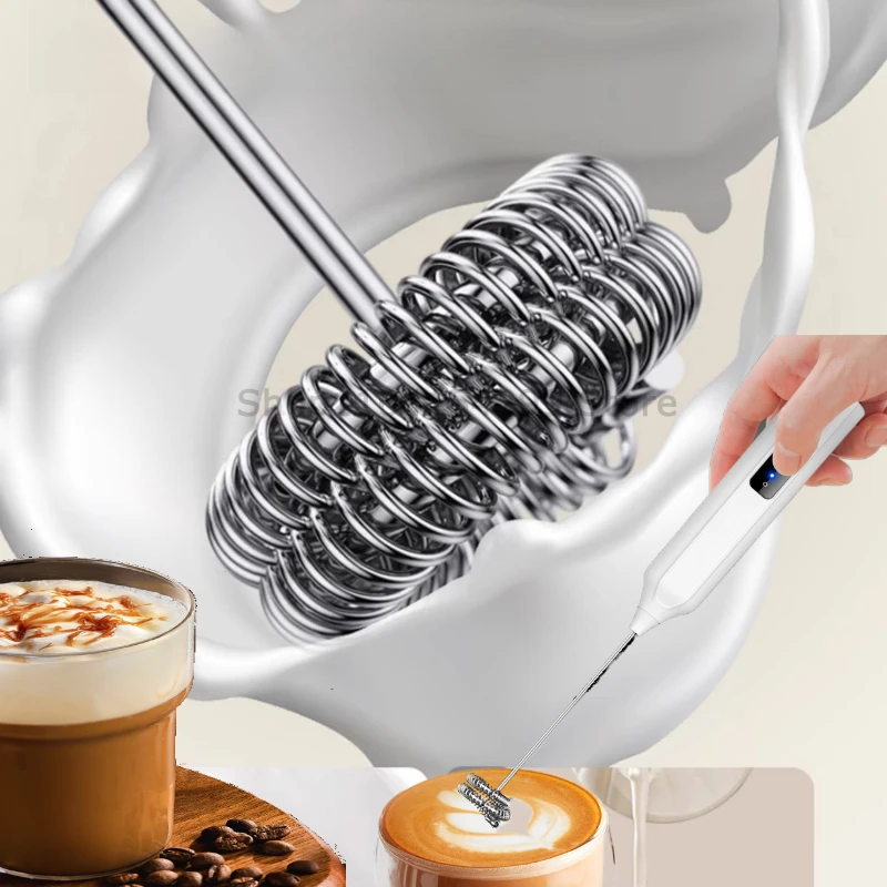 Electric Milk Frother  Handheld Mixer - Portable Coffee Blender Tool