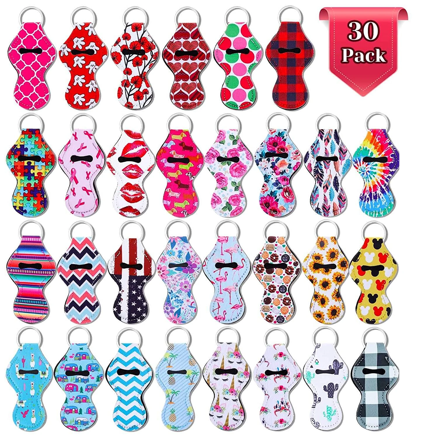 Chapstick Holder Keychain Bulk 30pcs Lip Balm Holder With 30 Sets
